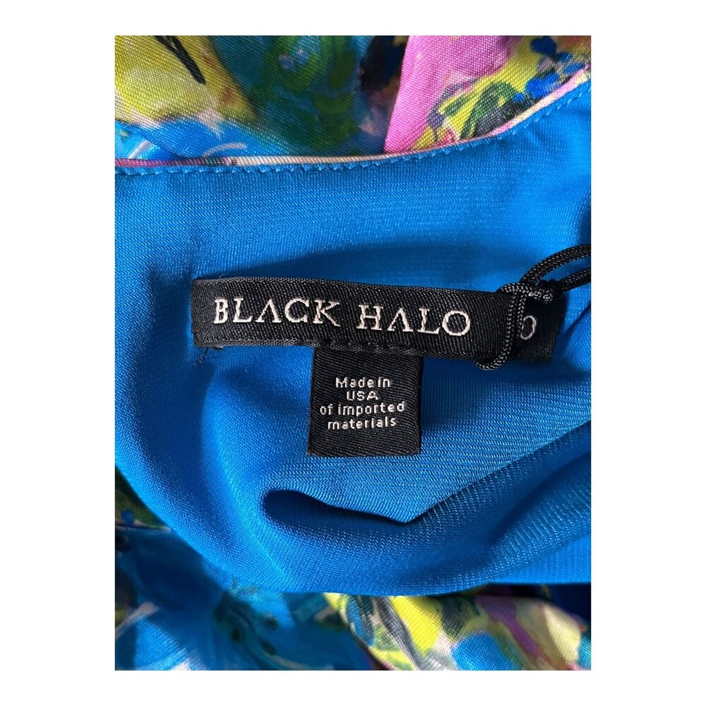 Black Halo dress Delina floral print ruched midi sheath size 0 - Picture 6 of 8